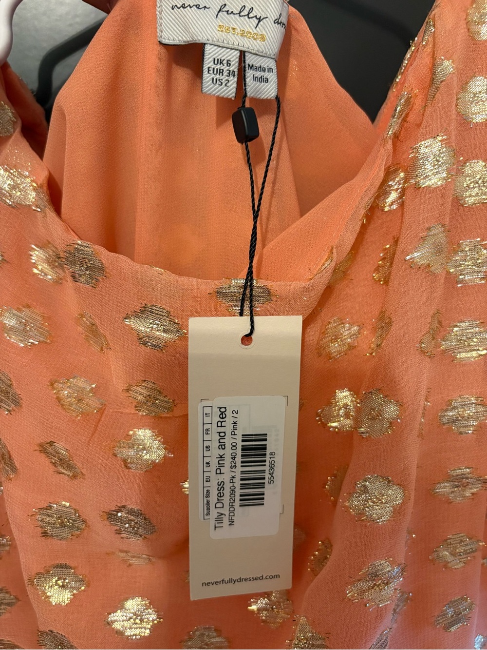 Never Fully Dressed Pink and Cream Printed Two-Piece Dress - Picture 6 of 6